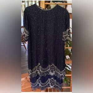 Short sleeve embroidered beaded dress